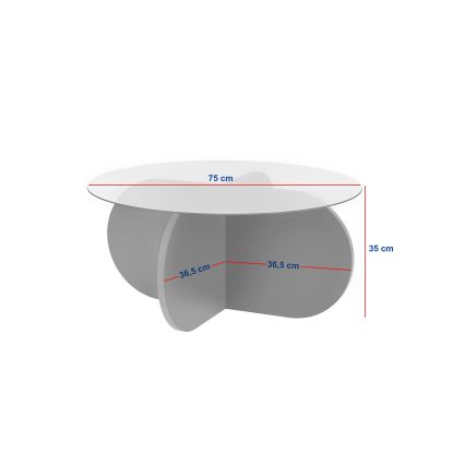 Klubska mizica BUBBLE, premer 75 cm, bež/prozorna
