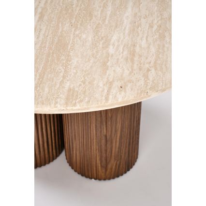 Klubska mizica CALDO, premer 80 cm, rjava/bež