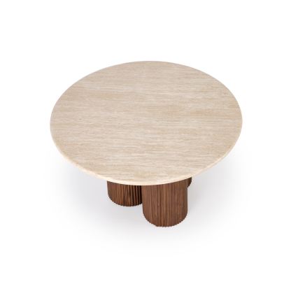 Klubska mizica CALDO, premer 80 cm, rjava/bež