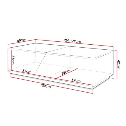 Klubska mizica CEELIAS 42x124 cm antracit/hrast Wotan