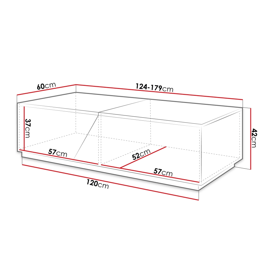 Klubska mizica CEELIAS 42x124 cm antracit/hrast Wotan