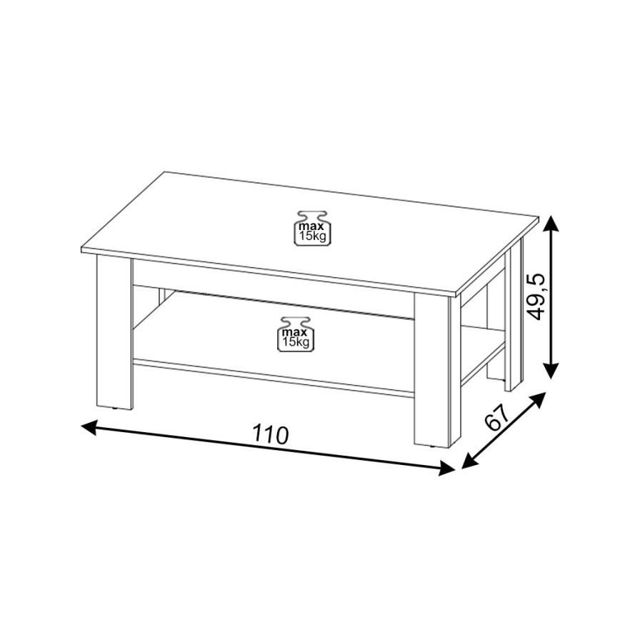 Klubska mizica COCO, hrast Artisan