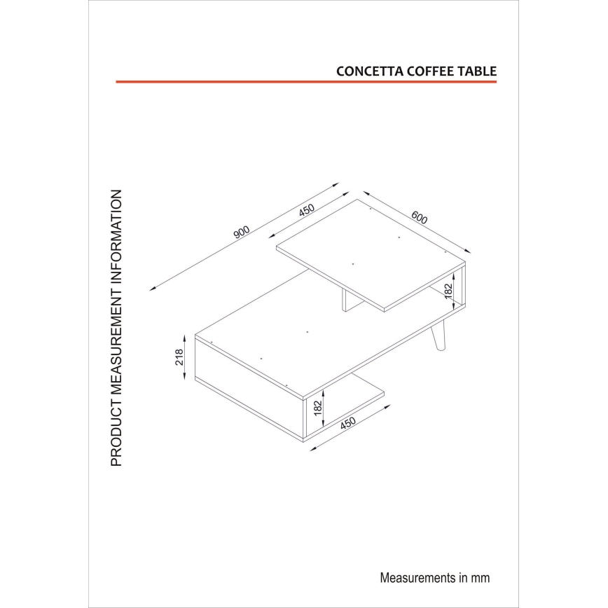 Klubska mizica CONCETTA 40x90 cm bela