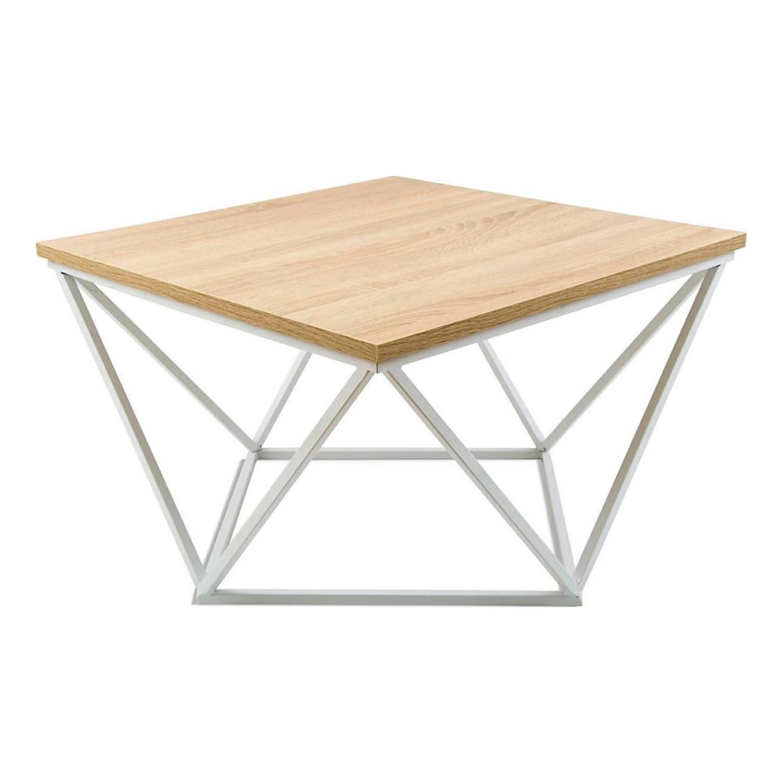 Klubska mizica CURVED 60x60 cm bela/bež