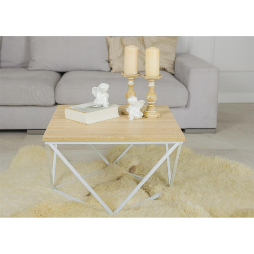 Klubska mizica CURVED 60x60 cm bela/bež