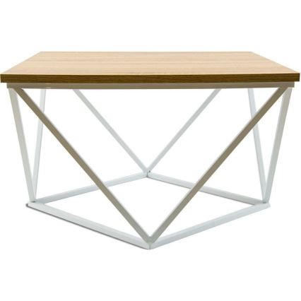 Klubska mizica CURVED 60x60 cm bela/bež