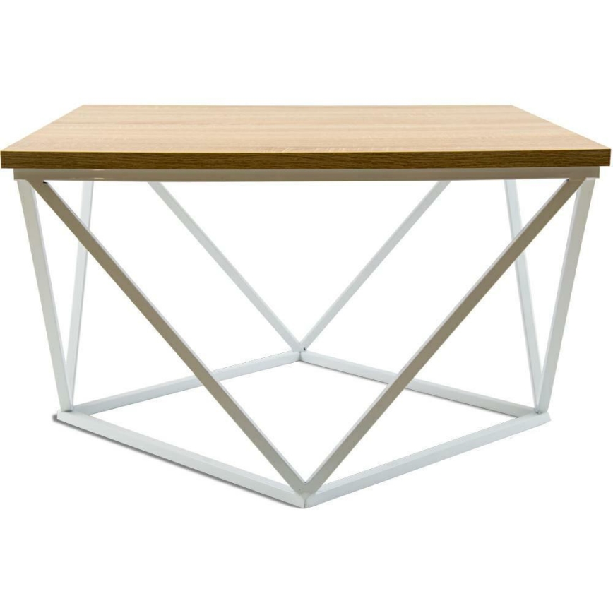 Klubska mizica CURVED 60x60 cm bela/bež