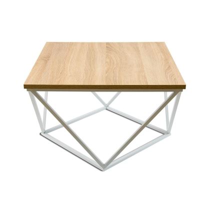 Klubska mizica CURVED 60x60 cm bela/bež