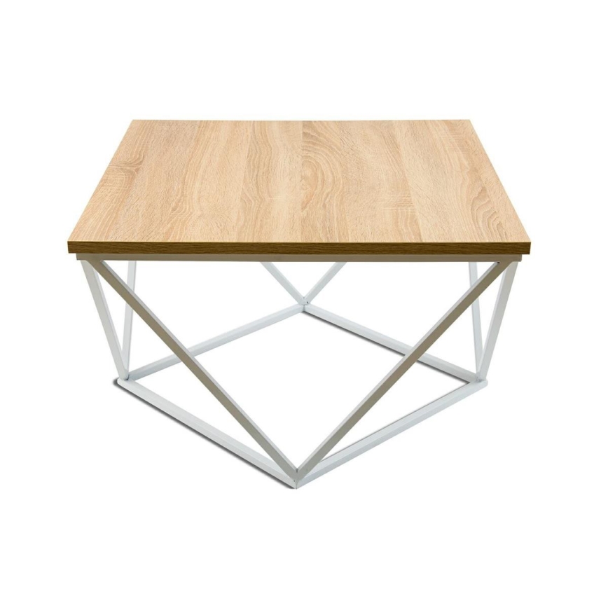 Klubska mizica CURVED 60x60 cm bela/bež
