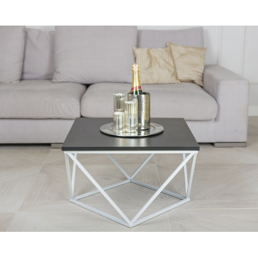 Klubska mizica CURVED 60x60 cm bela/črna