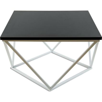 Klubska mizica CURVED 60x60 cm bela/črna