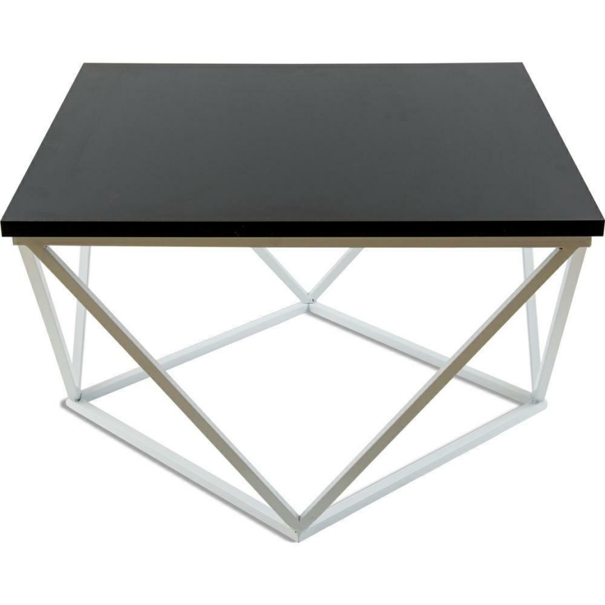 Klubska mizica CURVED 60x60 cm bela/črna