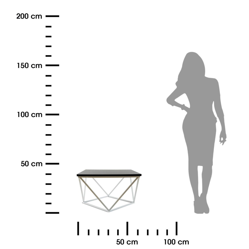 Klubska mizica CURVED 60x60 cm bela/črna