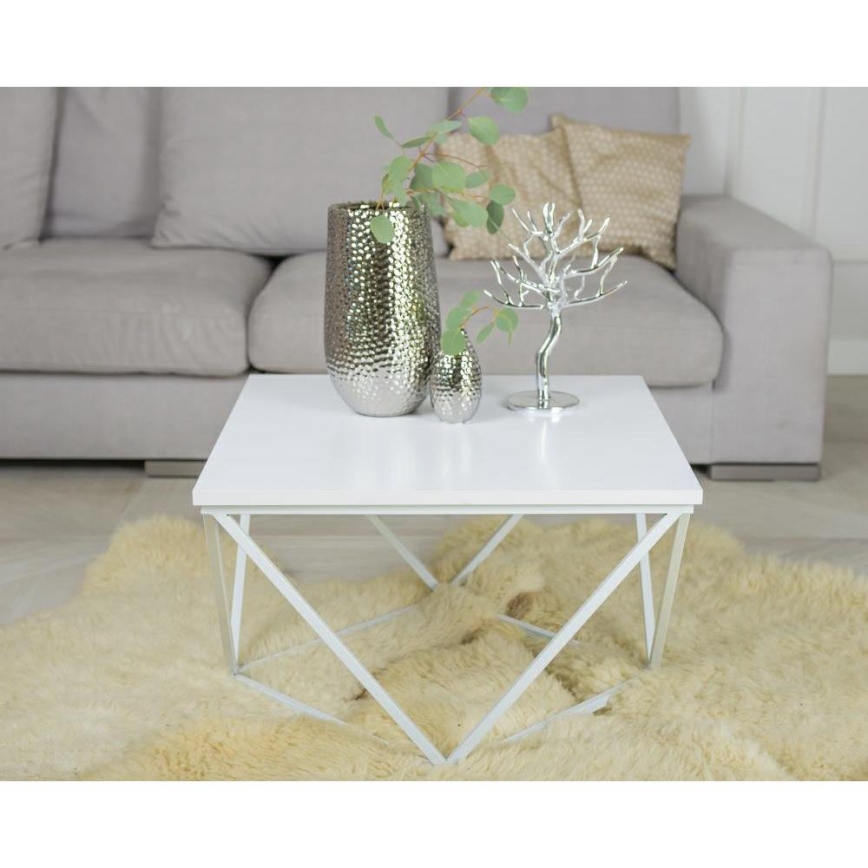 Klubska mizica CURVED 60x60 cm bela