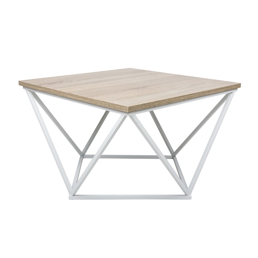 Klubska mizica CURVED 62x62 cm bela/rjava
