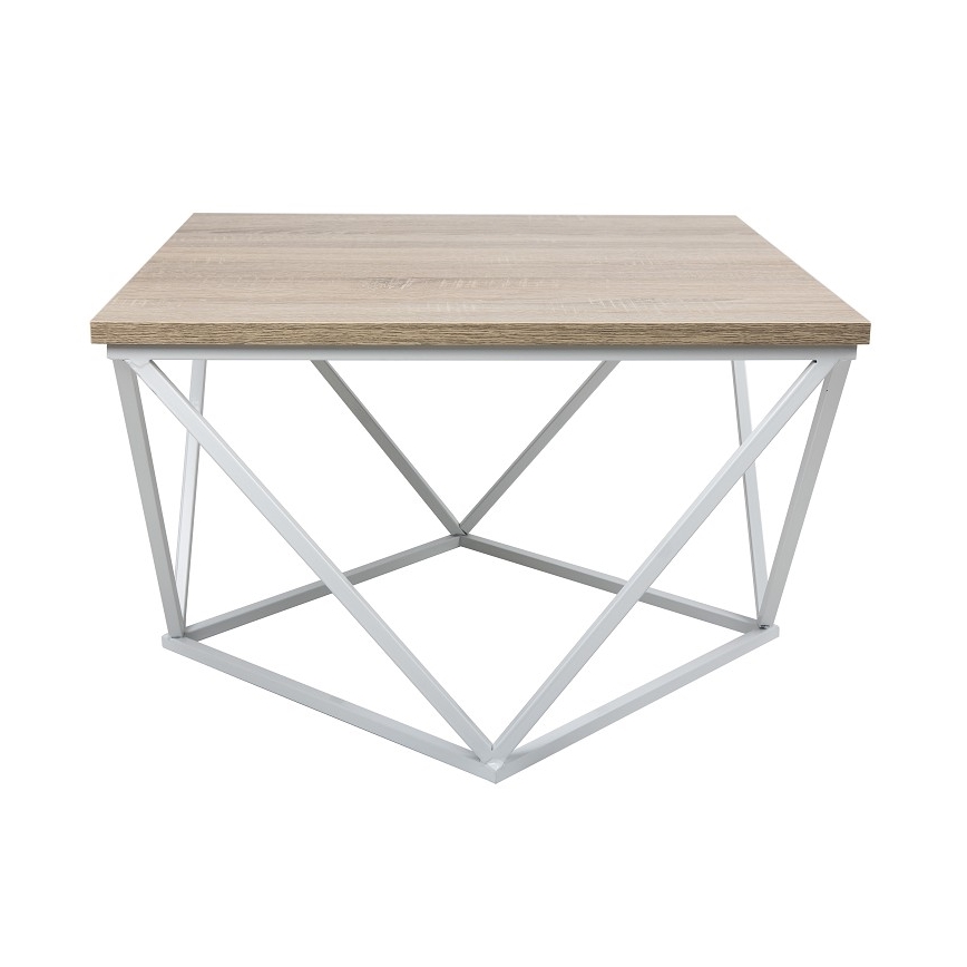Klubska mizica CURVED 62x62 cm bela/rjava