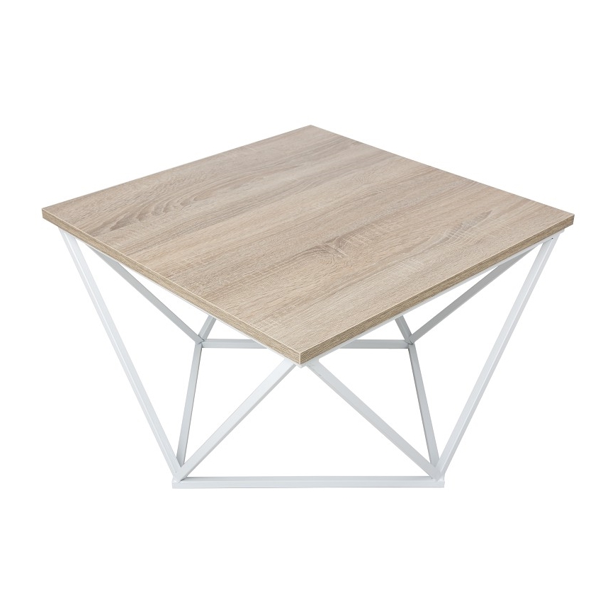 Klubska mizica CURVED 62x62 cm bela/rjava