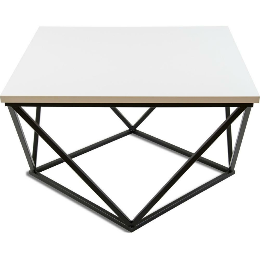Klubska mizica CURVED 62x62 cm črna/bela
