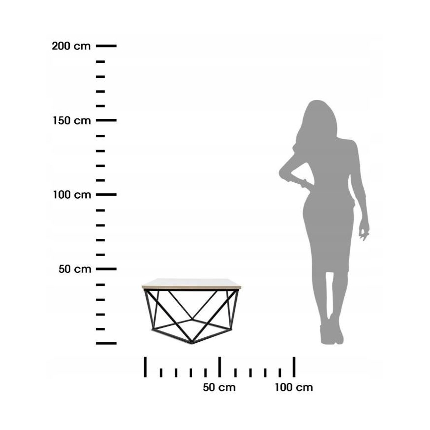 Klubska mizica CURVED 62x62 cm črna/bela
