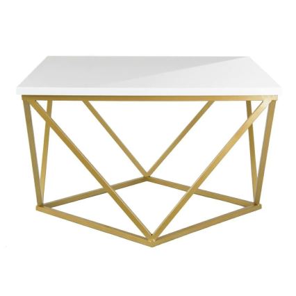 Klubska mizica CURVED 62x62 cm medenina/bela