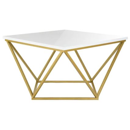 Klubska mizica CURVED 62x62 cm medenina/bela