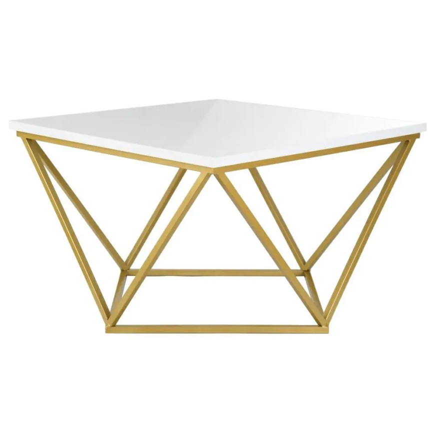 Klubska mizica CURVED 62x62 cm medenina/bela