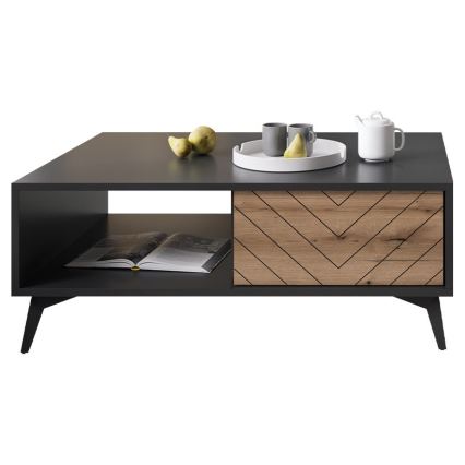 Klubska mizica DIAMOND 40x104 cm črna/hrast evoke