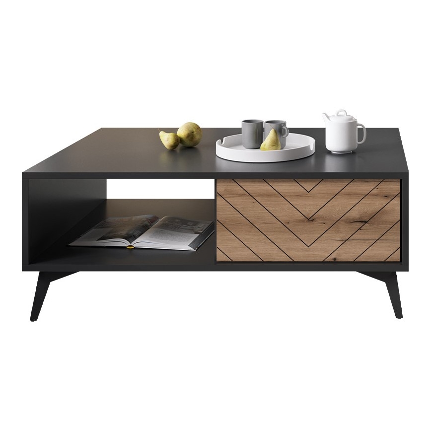 Klubska mizica DIAMOND 40x104 cm črna/hrast evoke