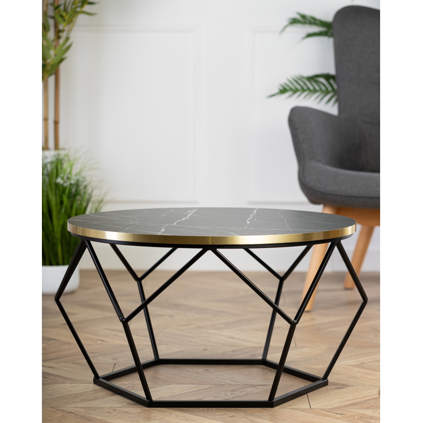 Klubska mizica DIAMOND 40x70 cm črna/zlata