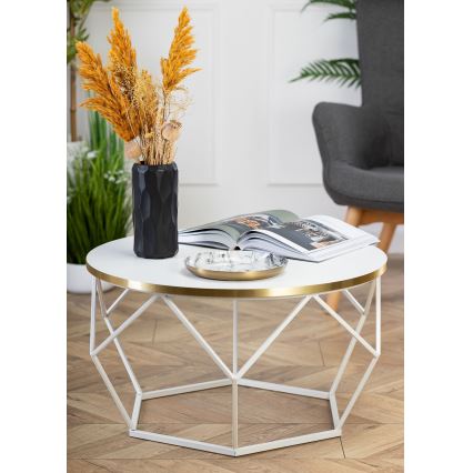 Klubska mizica DIAMOND 40x70 cm zlata/bela