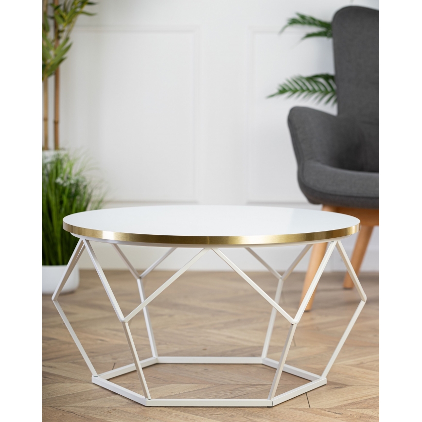 Klubska mizica DIAMOND 40x70 cm zlata/bela