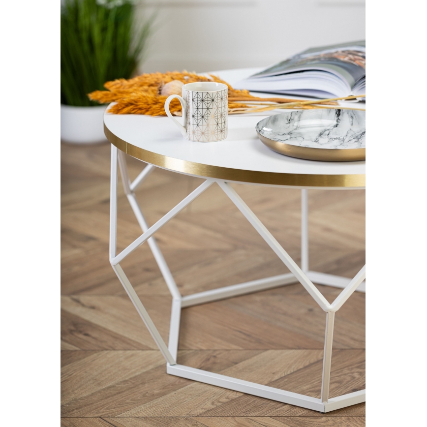 Klubska mizica DIAMOND 40x70 cm zlata/bela