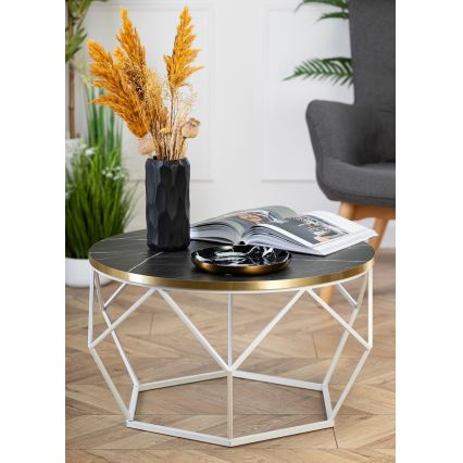 Klubska mizica DIAMOND 40x70 cm zlata/črna/bela