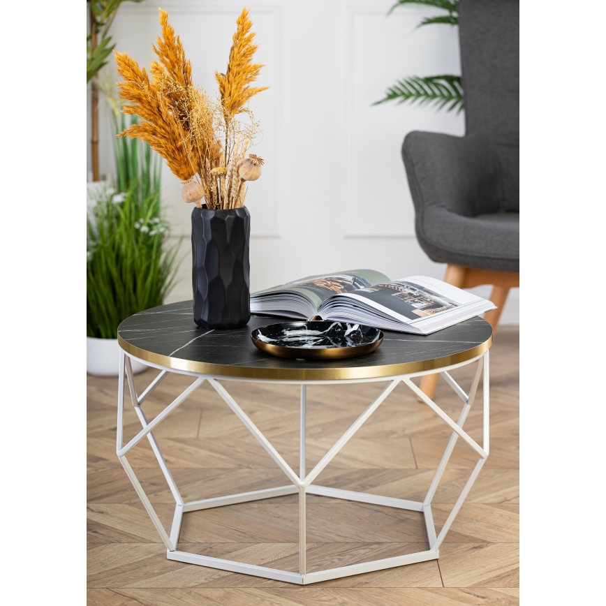 Klubska mizica DIAMOND 40x70 cm zlata/črna/bela