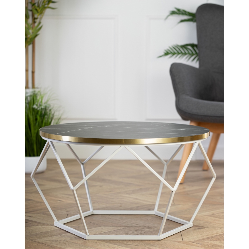 Klubska mizica DIAMOND 40x70 cm zlata/črna/bela