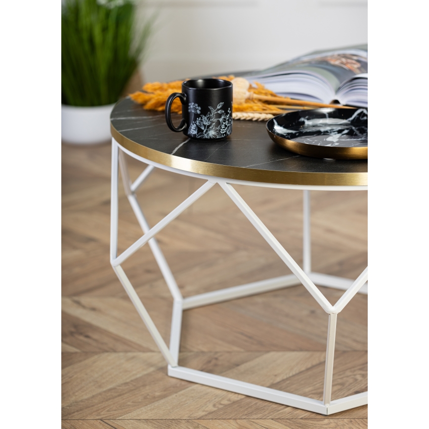 Klubska mizica DIAMOND 40x70 cm zlata/črna/bela
