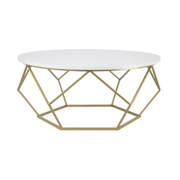Klubska mizica DIAMOND 41,5x90 cm zlata/bela