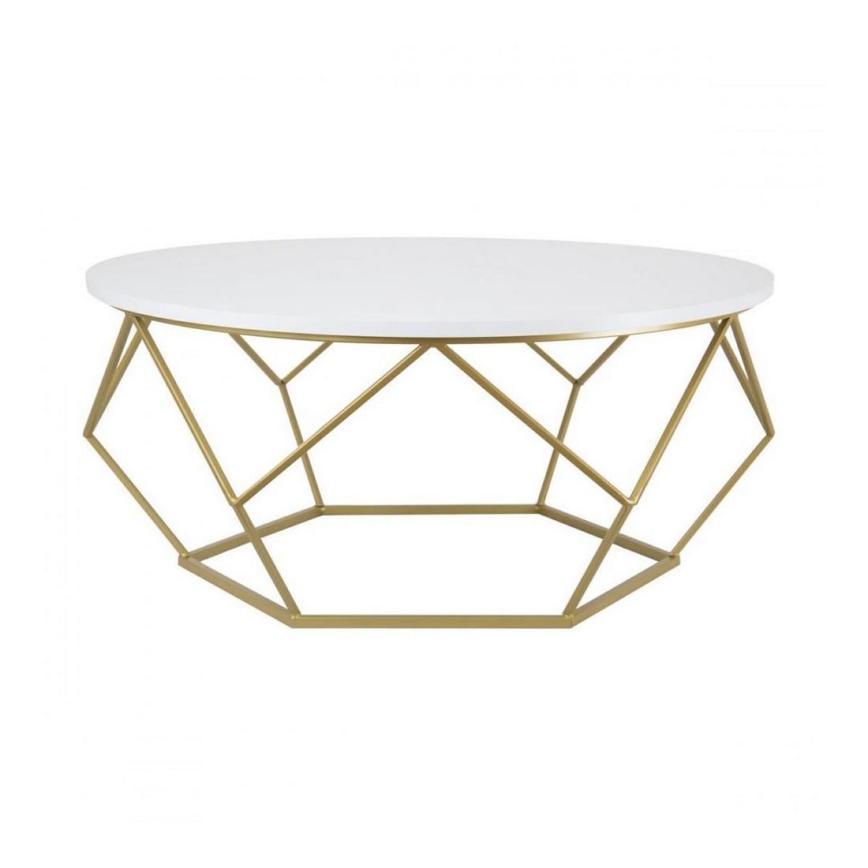 Klubska mizica DIAMOND 41,5x90 cm zlata/bela