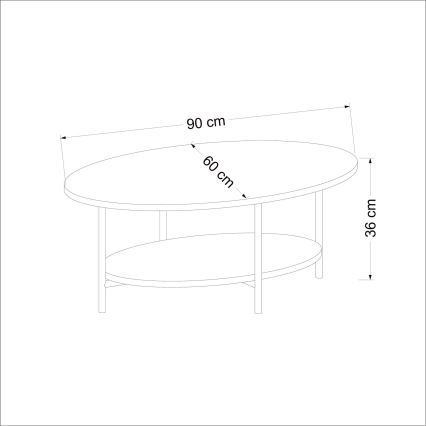 Klubska mizica ELIS 36x90 cm hrast/bela