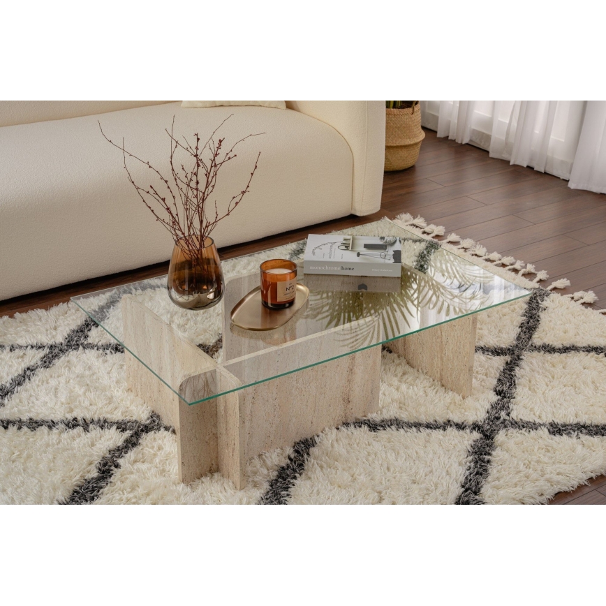Klubska mizica ESCAPE 105x65 cm bež/prozorna