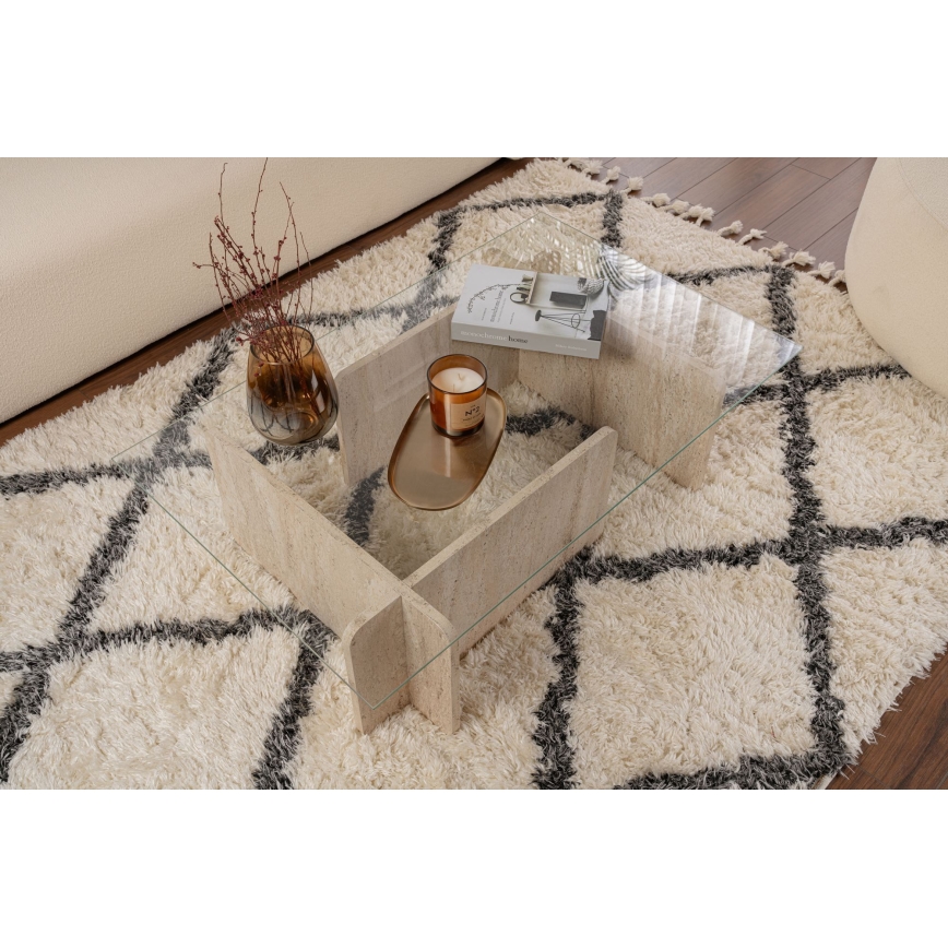 Klubska mizica ESCAPE 105x65 cm bež/prozorna