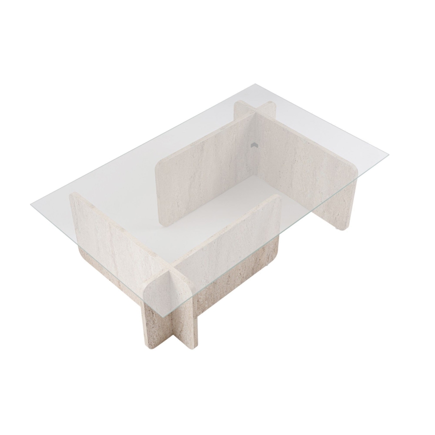 Klubska mizica ESCAPE 105x65 cm bež/prozorna