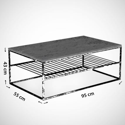 Klubska mizica ETNA 43x95 cm bela/črna