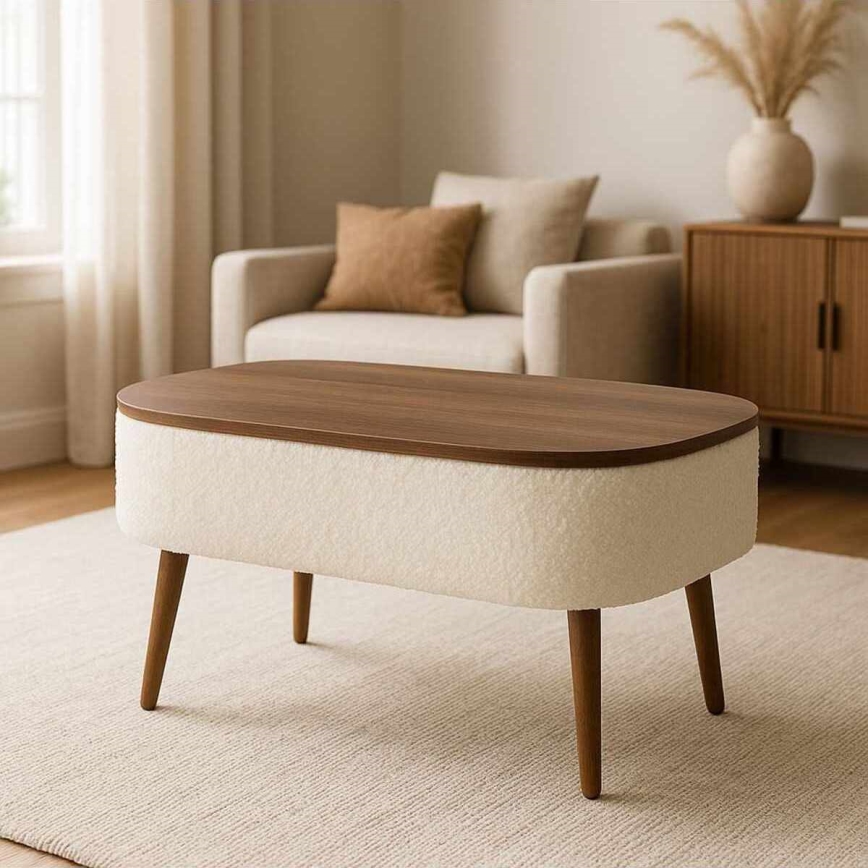 Klubska mizica FELPO 60x90 cm bela/oreh