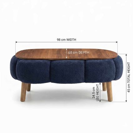 Klubska mizica FELPO 68x98 cm modra/oreh