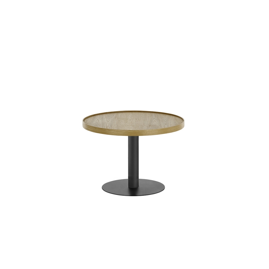 Klubska mizica FOCUS Ø 60 cm, hrast/črna