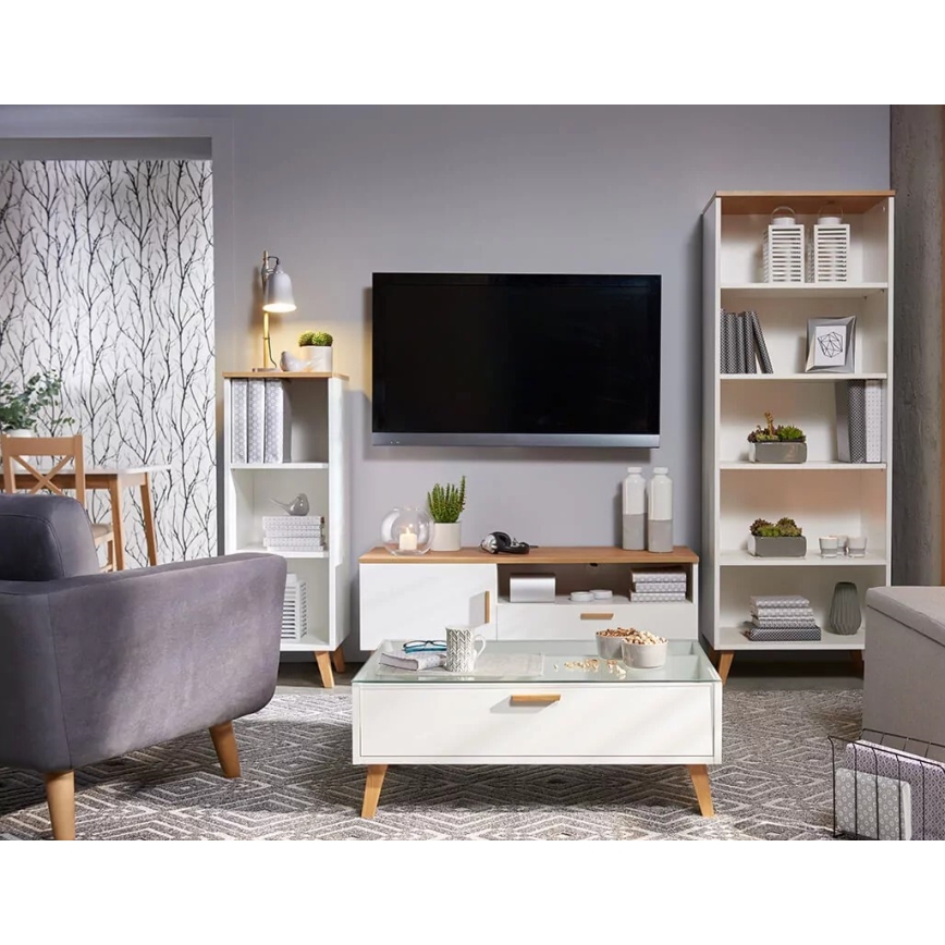 Klubska mizica FRISK 35x90 cm naravni hrast/bela