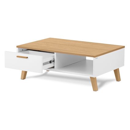 Klubska mizica FRISK 35x90 cm naravni hrast/bela