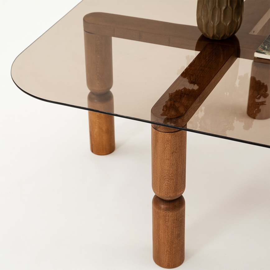 Klubska mizica KEI 40x80 cm rjava/bron