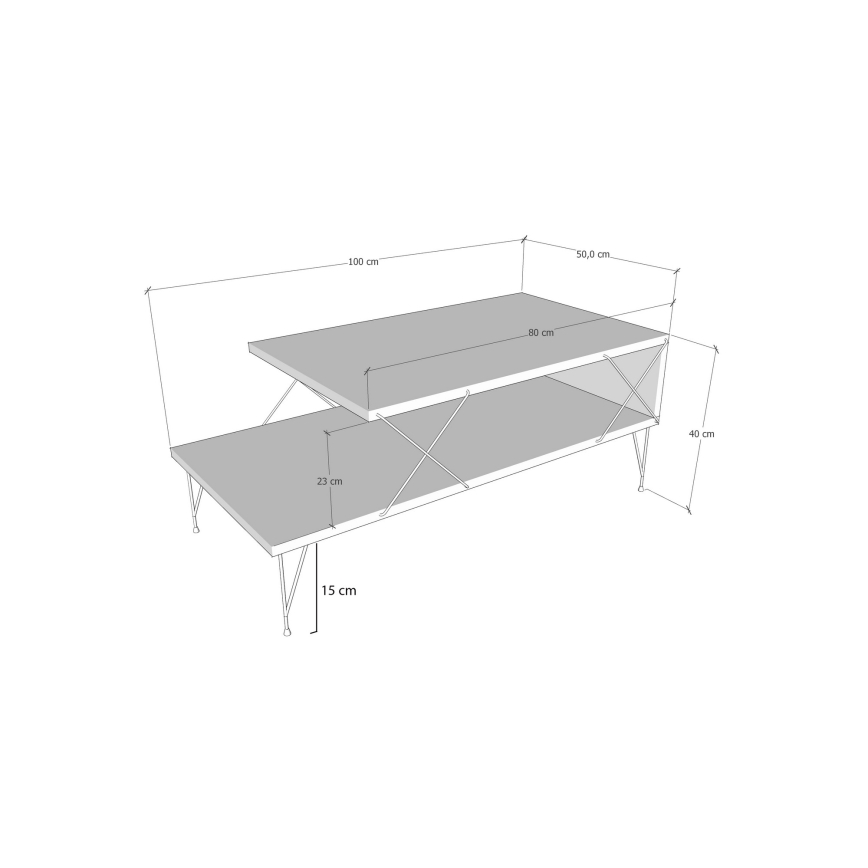 Klubska mizica LOIRE 40x100 cm bela